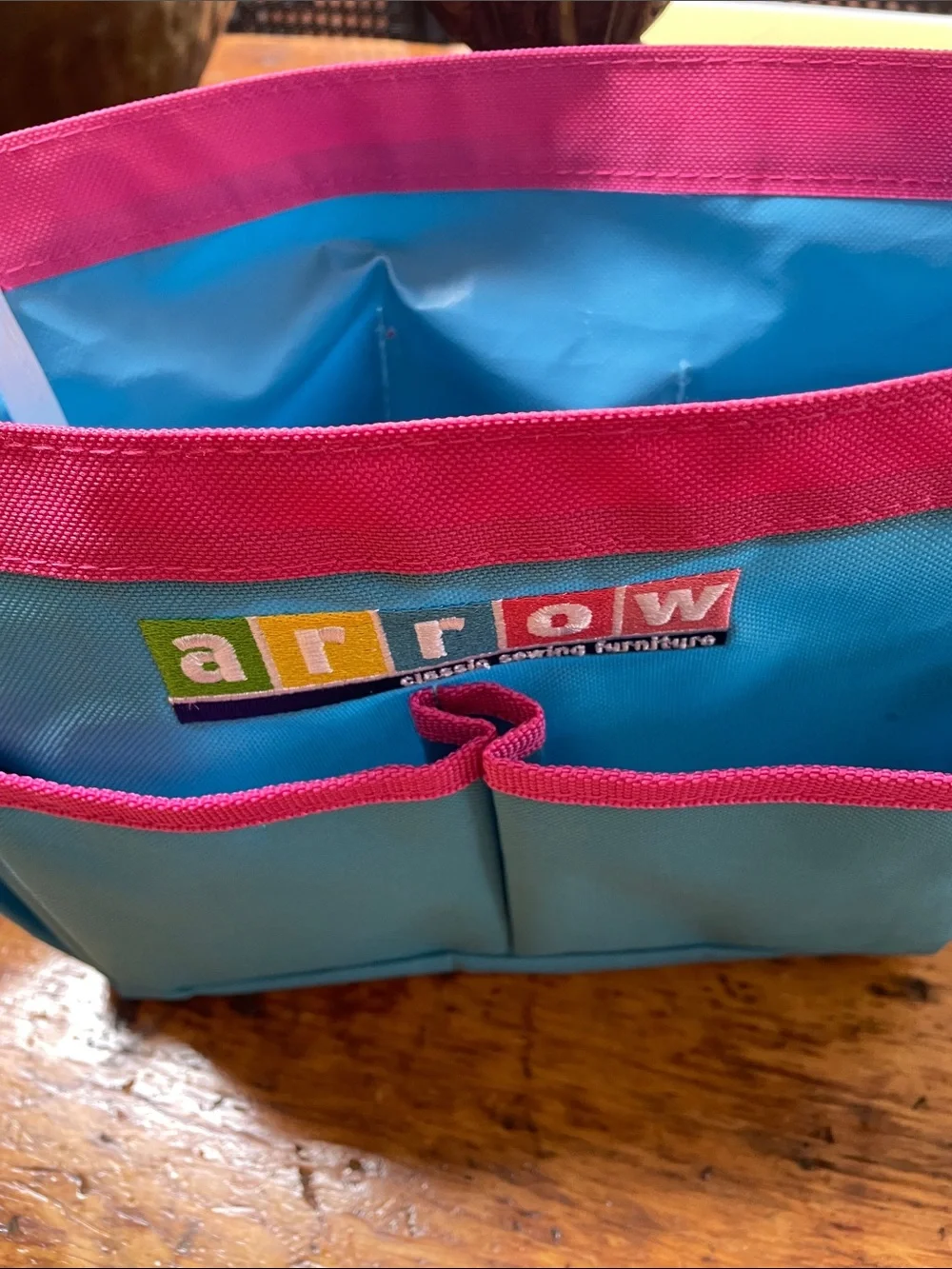 Arrow Aqua and Pink Sewing Accessory Organizer Bag